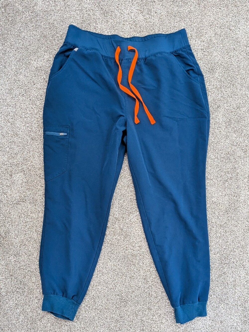 Figs Women's Teal Blue Zamora Joggers with Orange Drawstrings Size XL/P